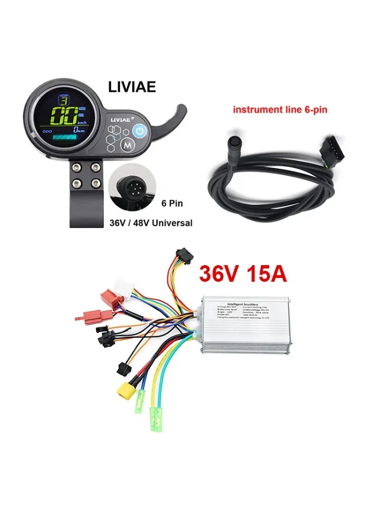 AliExpress NONE LIVIAE 36V 15A 48V 20A LCD Color Screen Instrument Intelligent Brushless Hall Controller for Electric Scooter Bicycle Parts