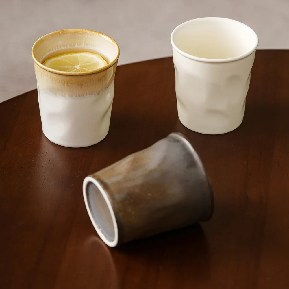 Hand Made Vintage Ceramic Cups Japanese Style Retro Hotel Restaurant Homehold Porcelain Drinkware Water Tea Milk Cup