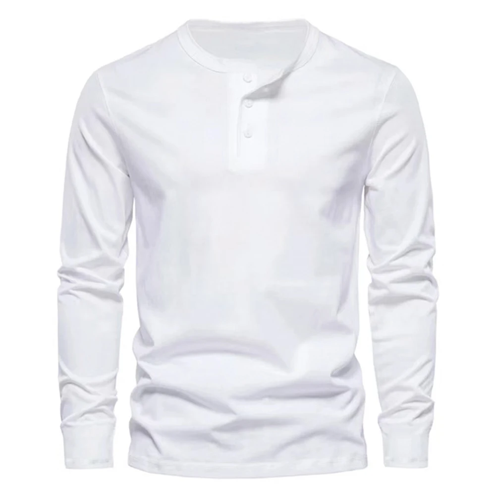 Top T Shirt Casual Crew Neck Formal Gildan Henley Shirt LONG SLEEVE Preshrunk Long Sleeve Loose Slim Fit