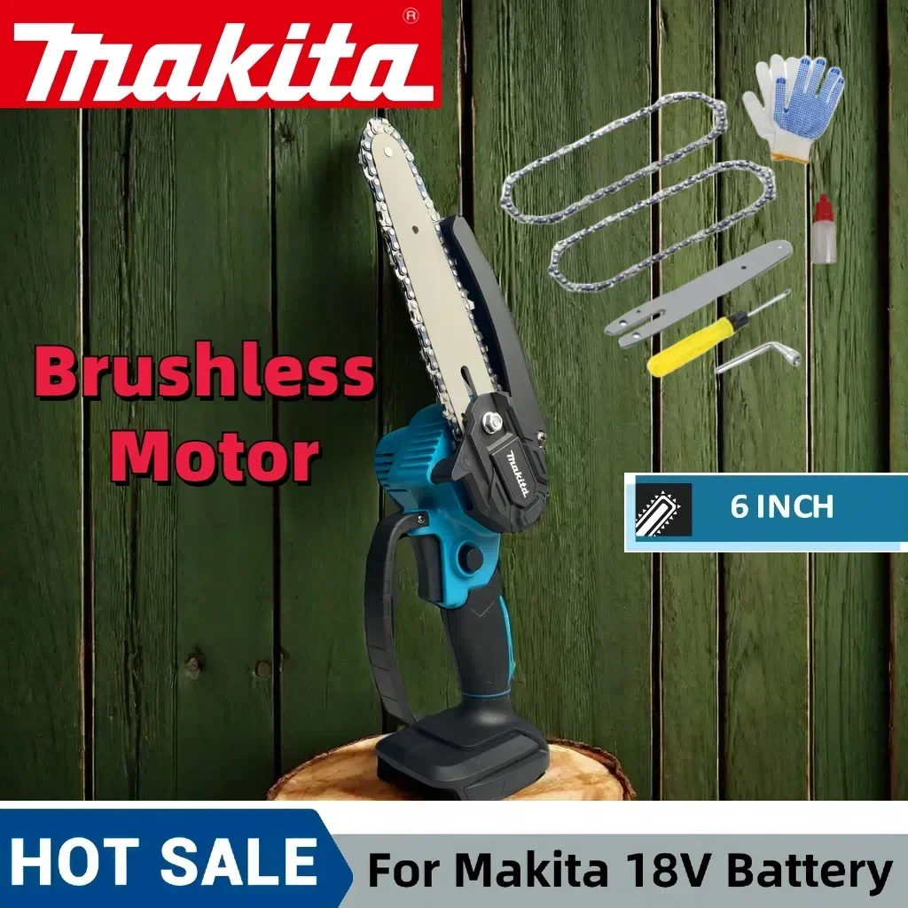 

Бесщеточная бензопила Makita 18 в, маленькая ручная электрическая 6-дюймовая лесопила для деревообработки, портативная мини-бензопила