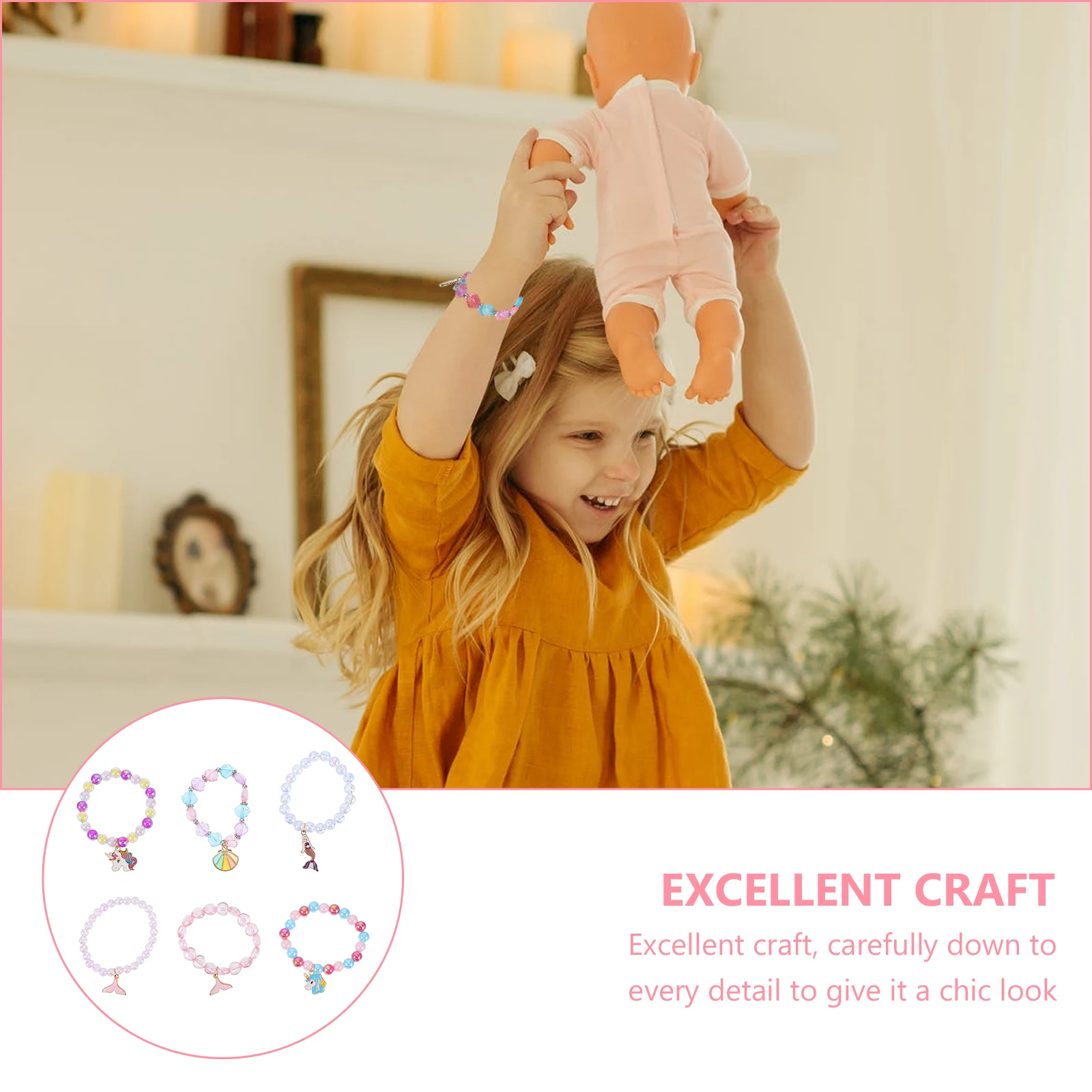 6 braccialetti con perline unicorno colori acrilici bambini ragazze bambino bambini festa di compleanno finta accessori regali