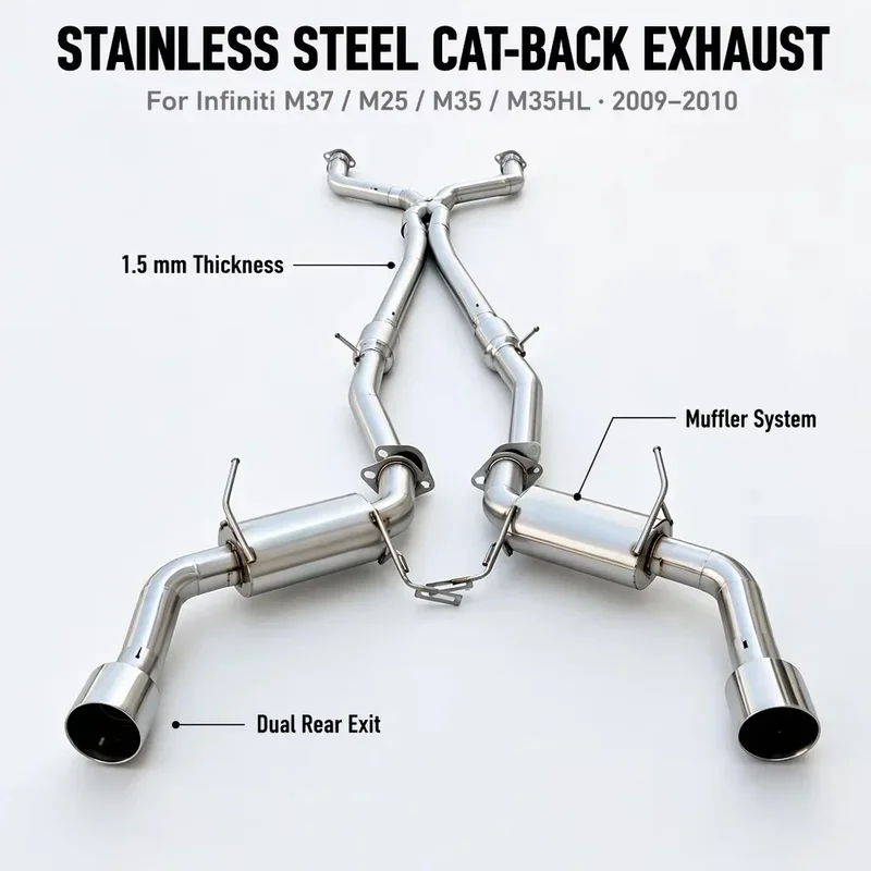 Perfectly Customized Performance Cat Back Exhaust Muffler Specifically Designed for Infiniti M37 /M25 /M35/M35HL 2.5/3.5/3.7
