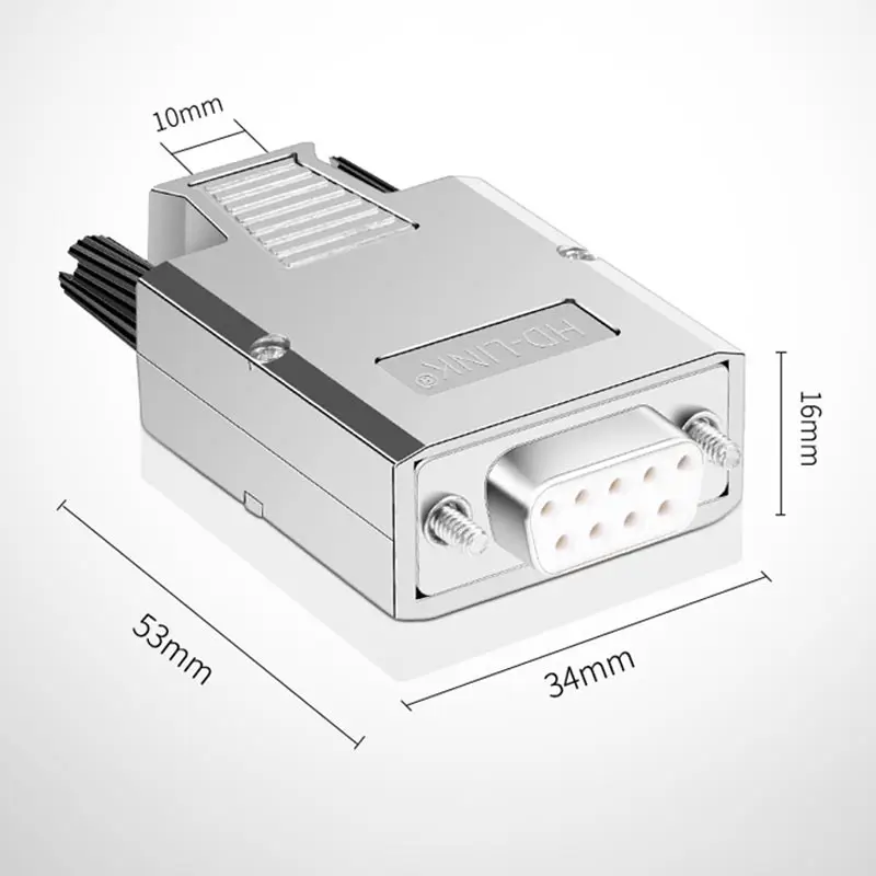DB9 Solder-free Connector D-SUB Metal Shell 9-pin RS232 COM Serial Port Plug DB9 Male Female Breakout Terminal Connectos