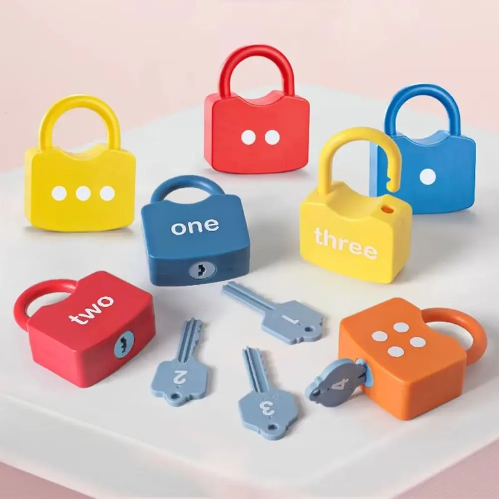 Math Count Number Lock Key Toys Unlock Key Word Cognition Early Educational Toys Plastic Number Matching Learning Number Toy