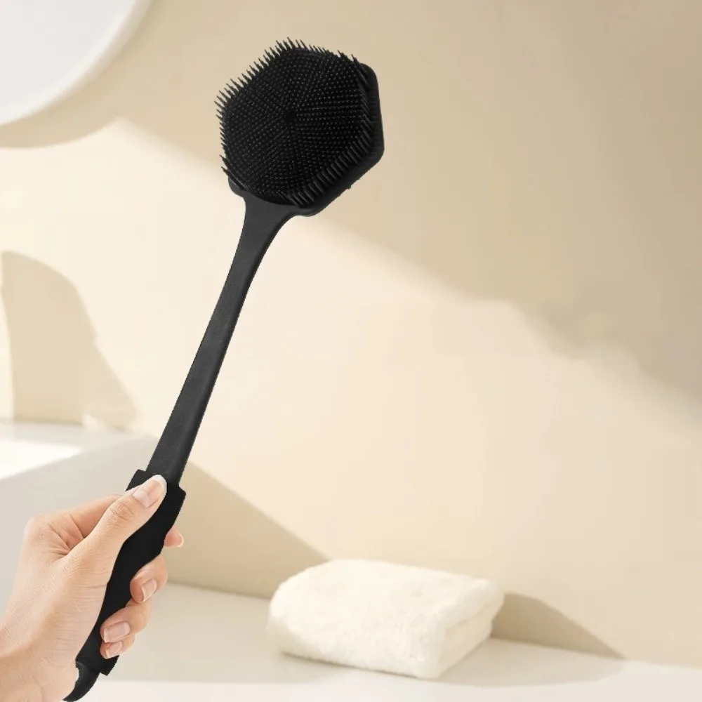 

Double Sided Silicone Shower Brush Thickened Anti Slip Bathing Brush Extend Widen Brush Head Back Scrubber Household Use