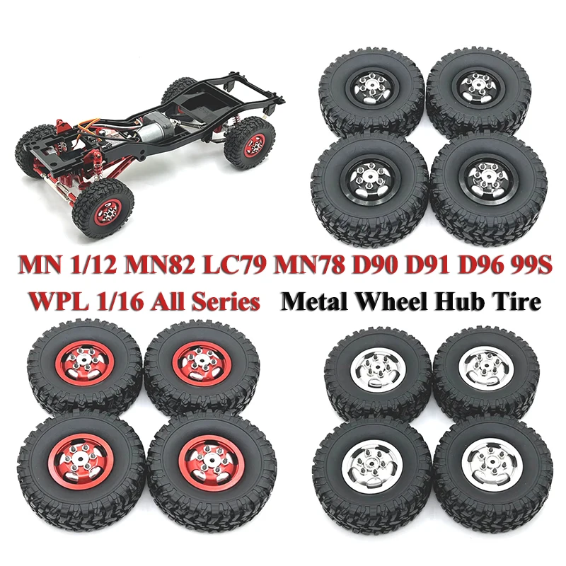 

MN 1/12 MN82 LC79 MN78 D90 D91 D96 99S WPL 1/16 All Series RC Remote Control Car Parts Metal Upgraded Wheel Hub Tire