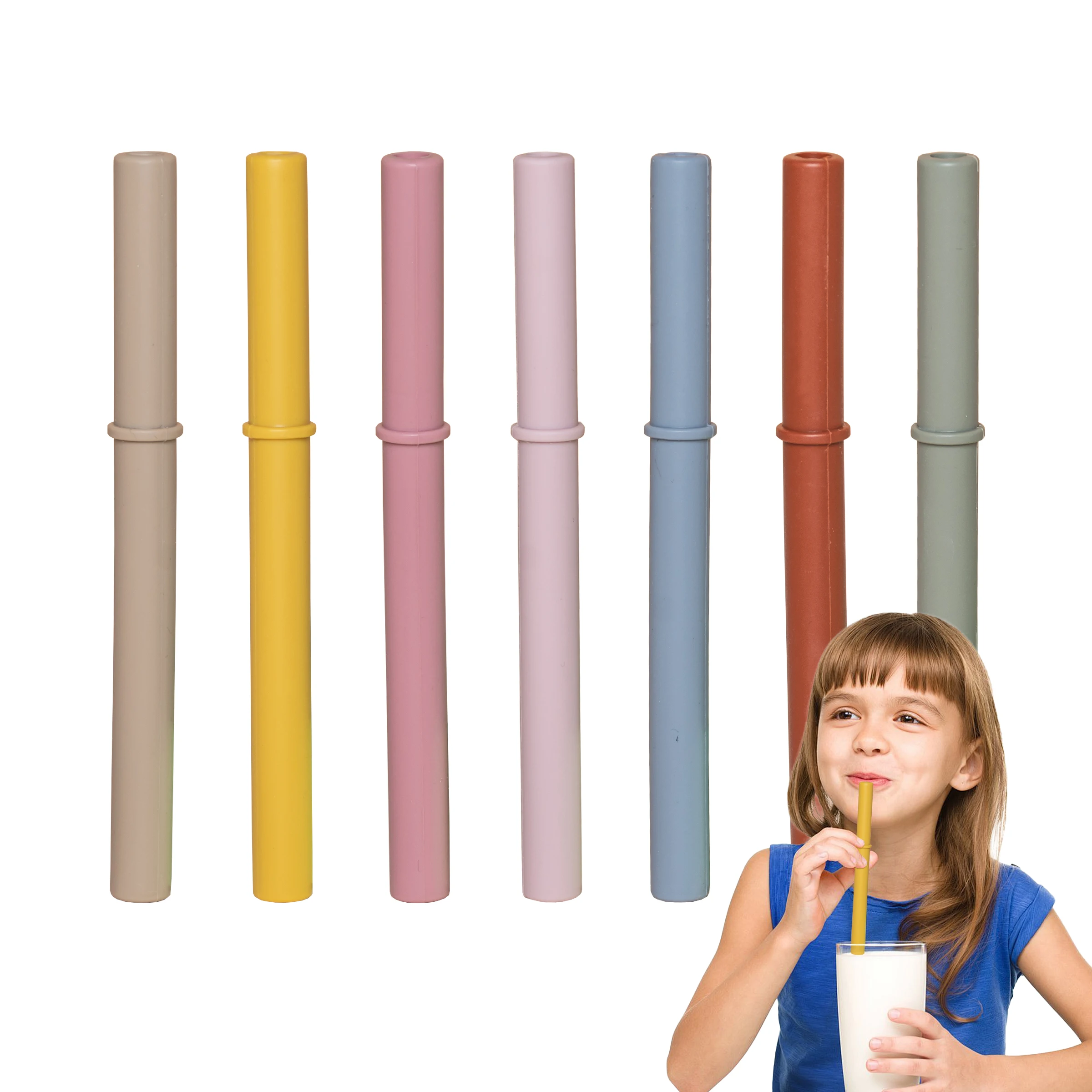 Baby Food Youtube - Pajita de Silicona Color Morandi, Pajita