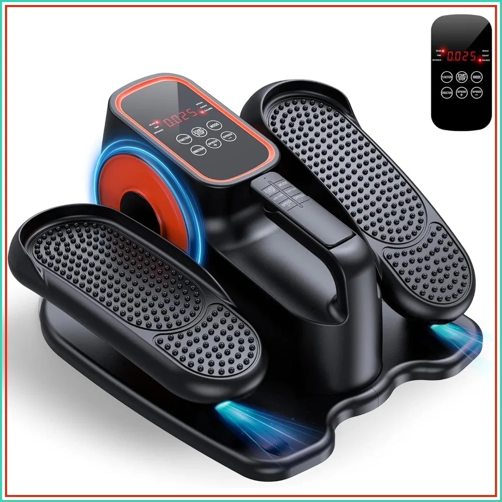 Under Desk Elliptical, Leg Exerciser While Sitting for Seniors, Quiet Portable Electric Seated Pedal Exerciser with Remote Control and 12 Speeds for Home Office