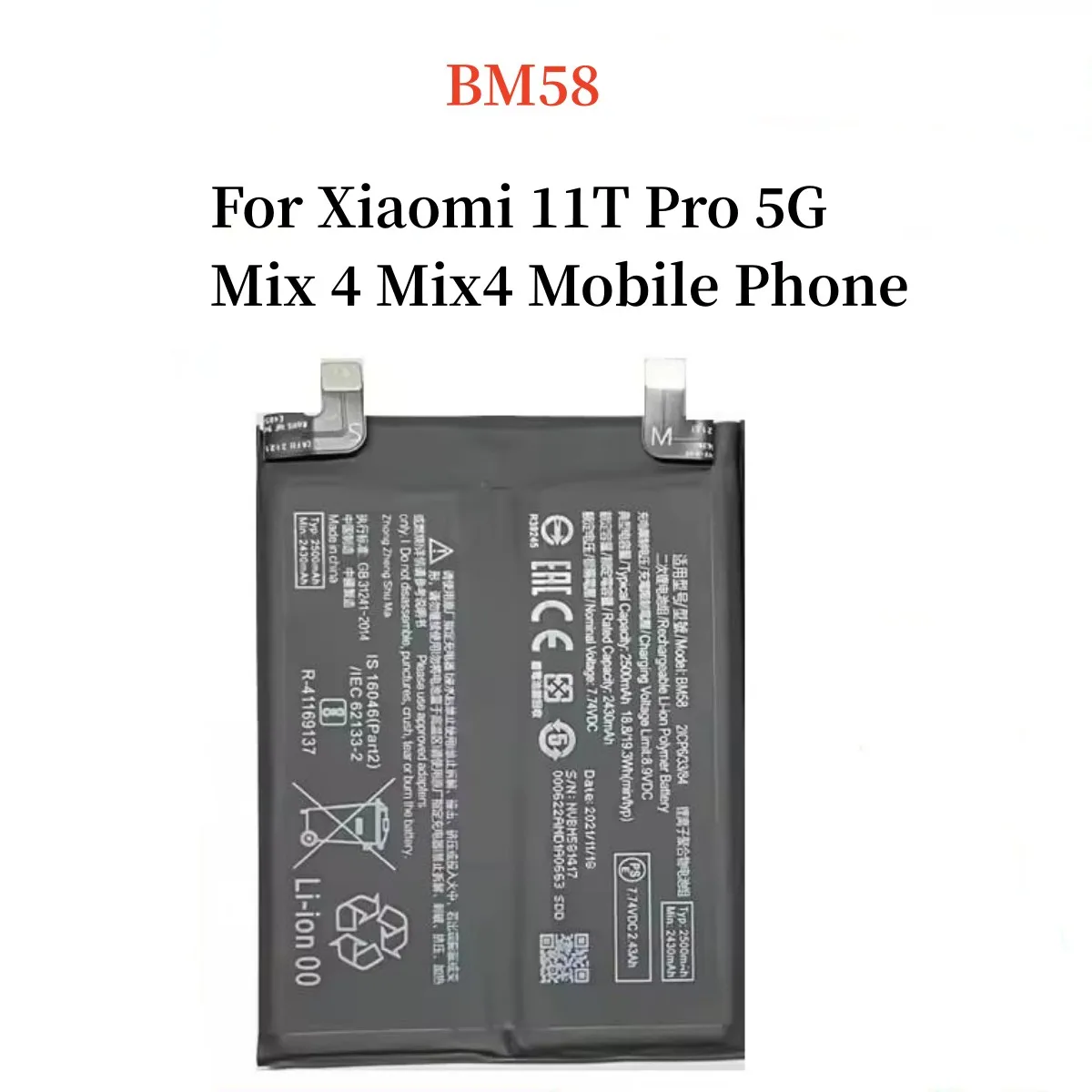 Latest Production Xiao mi BM58 5000mAh Battery For Xiaomi 11T Pro 5G Mix 4 Mix4 Mobile Phone Batteria