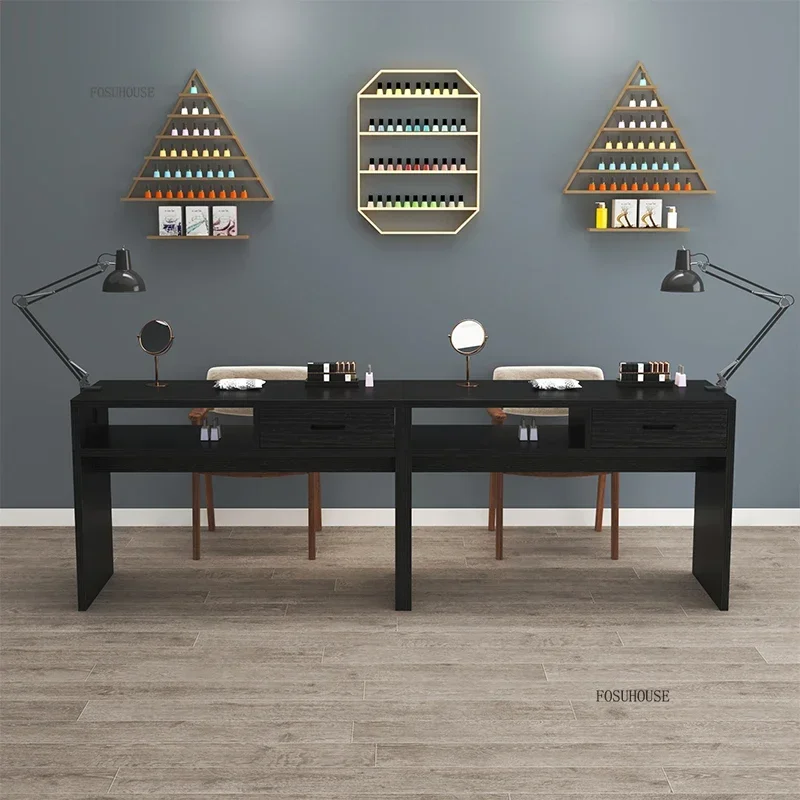 Retro European Nail Tables Economical Manicure Table Modern Beauty Salon Single Double Nail Table with Drawers Salon Furniture