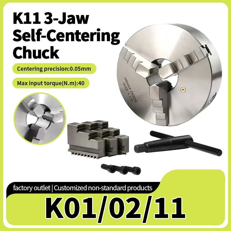 K11 80 100 125 160 200 250 Manual Lathe Three Jaw Chuck 100mm Sanou Four Jaw Self-centering Chuck 4'' Scroll Chuck for Small L