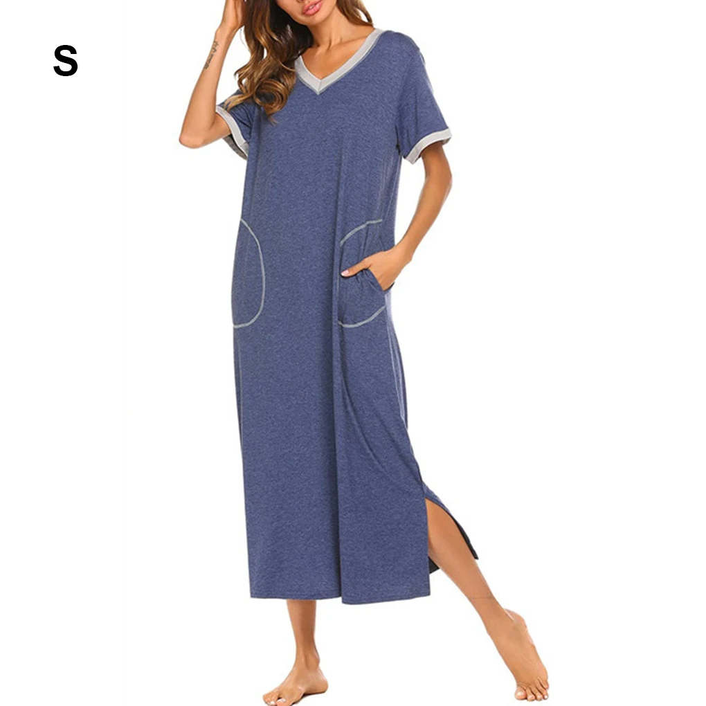 Women Home Casual Style Nightgown Girl Sleepwear Ladies Simple Design Night Robe House Dress Loungewear Clothes