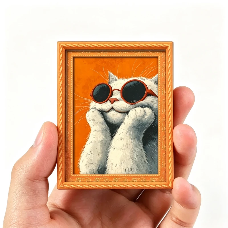 Vintage Wooden Fridge Magnet Noble Cat Portrait in Retro Oil Painting Whimsical Refrigerator Sticker for Home & Kitchen Decor