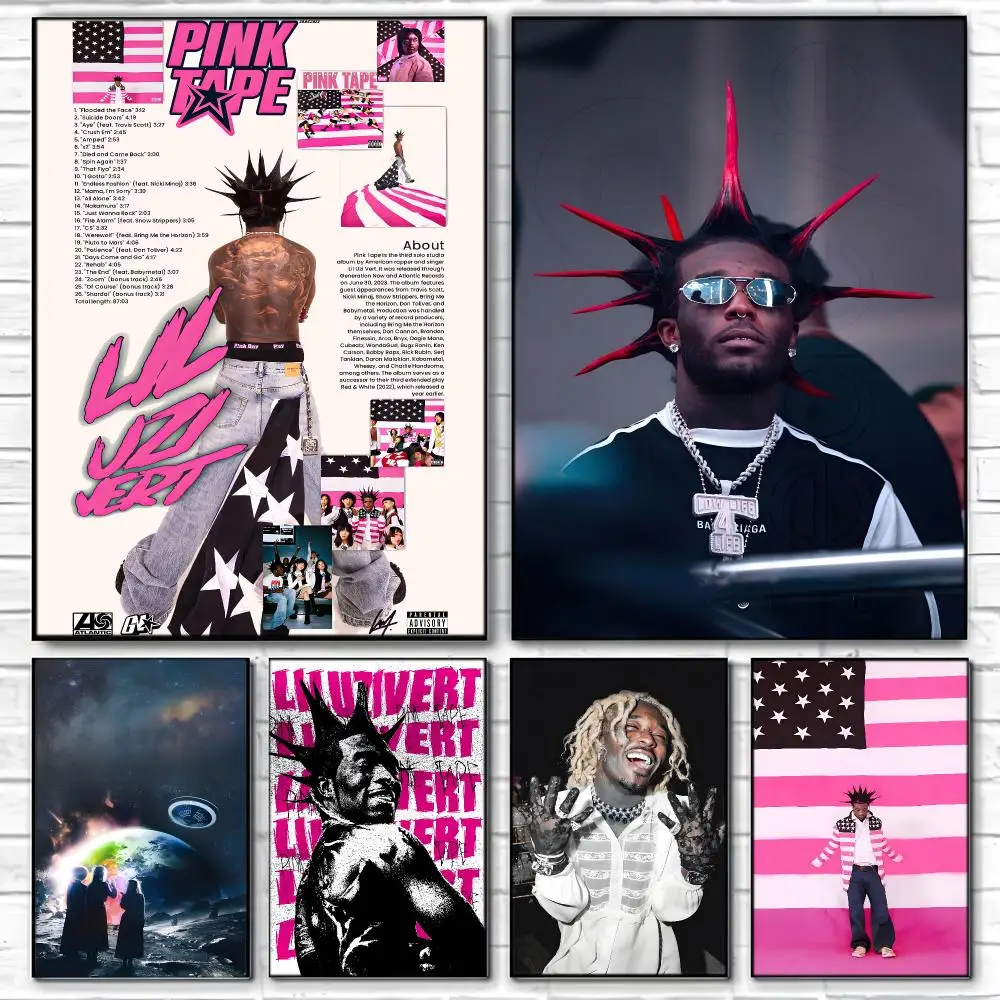 American Hip Hop L-Lil Uzi Vert Poster  Self-adhesive Art Waterproof Paper Sticker Coffee House Bar Room Wall Decor