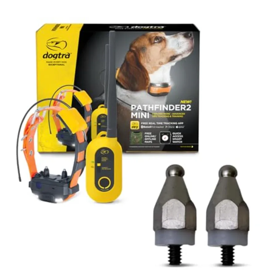 

Pathfinder 2 Mini GPS Dog Tracker Collar for Outdoor Use, Titanium Contact Points, Black, Waterproof with LED Light, No Monthly