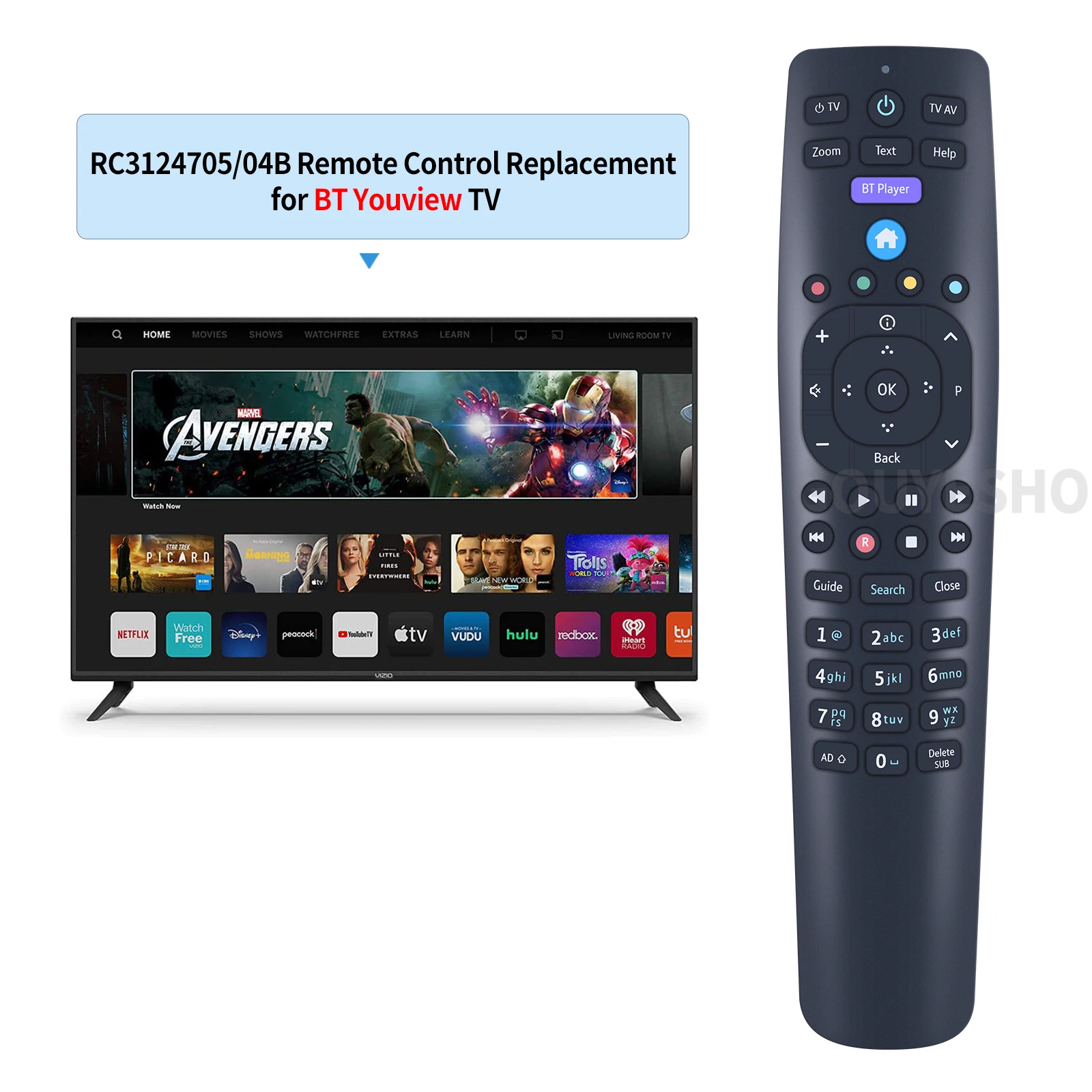 New for BT Youview - Black RC3124705/04B Remote Control