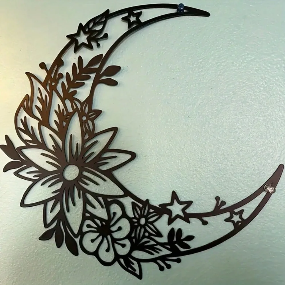 Moon Flower Metal Pendant Wall Art Home Decor Living Room Studio Ramadan Gift