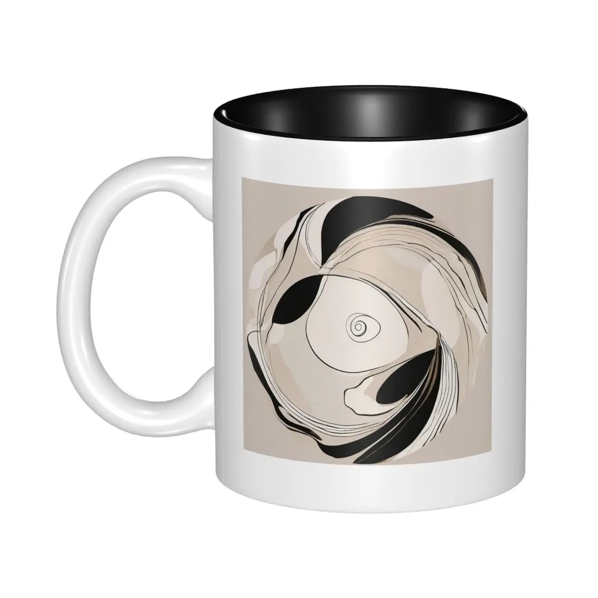 Ivory And Black Spiral Marble Rosette Mug Funny Ceramic Coffee Cups Tea Mugs Milk Cup Drinkware Gifts for Woman Man
