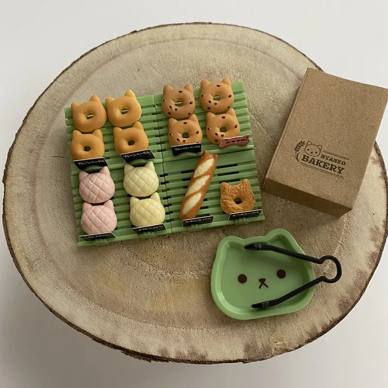 TARLIN Kawaii Cute Gashapon Figure Anime Cat Bakery Plate Clip Snack Doughnut Miniature Items Capsule Toy Boys Girls Gift