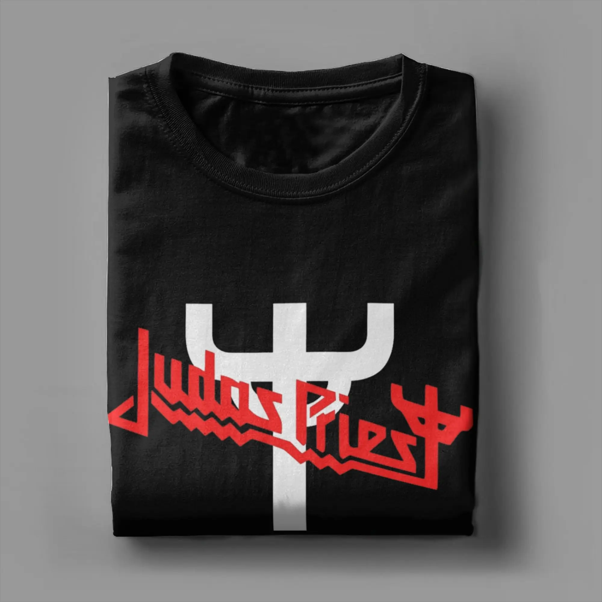 

Футболка Judas Priest Band с красным логотипом, мужские креативные футболки из 100% хлопка с круглым вырезом, футболка с короткими рукавами, одежда с графическим принтом