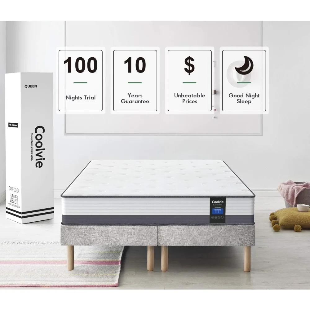 10 Inch Twin Mattress, Twin Size Hybrid Mattress Built in Pocketed Coils and Gel Memory Foam Layer,