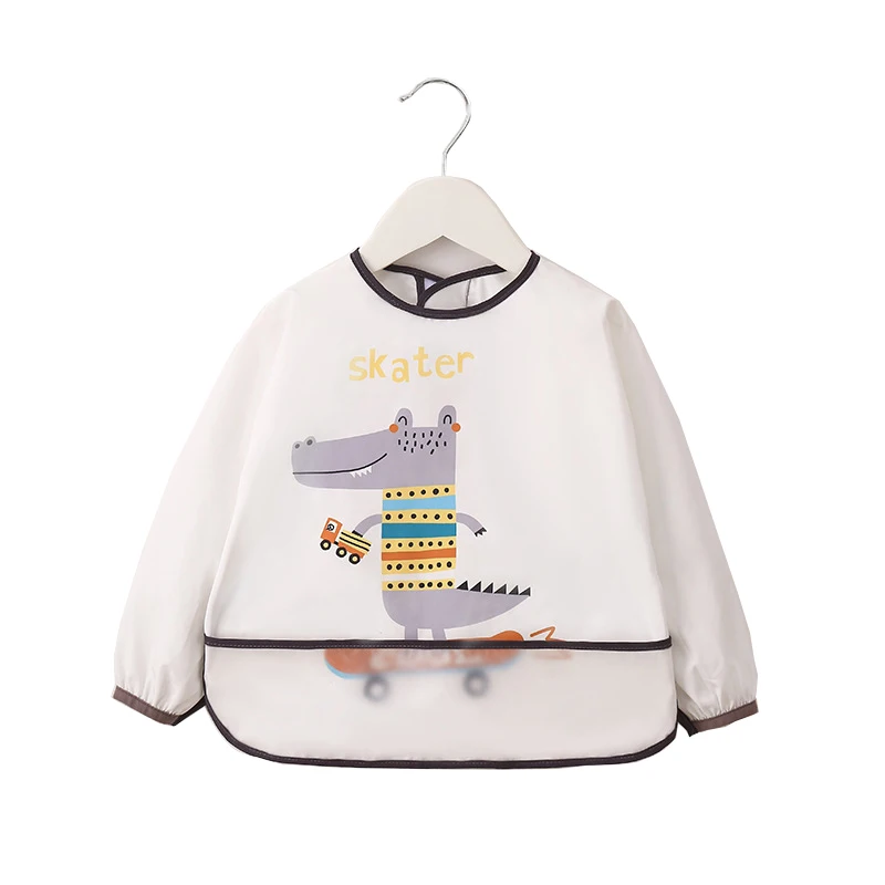 

Cute Polyester Baby Bibs Waterproof Colorful Infant Bib Full Sleeve Gown Children Long Sleeve Apron Coverall Feeding Drawing Bib