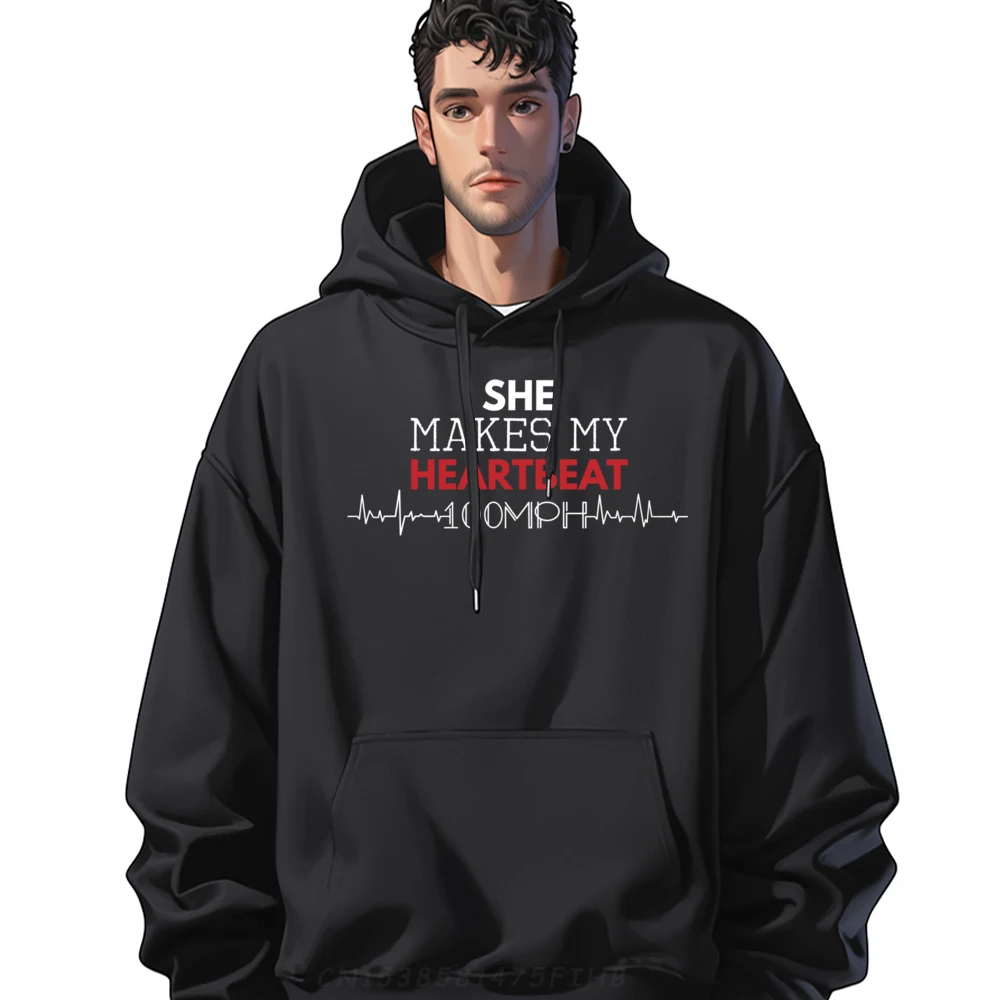 

She Makes My Heartbeat 100 Mph Motorcycle Biker Love Sweatshirts Men Graphic Breathable Long Sleeve Sweater Camisetas Hombre