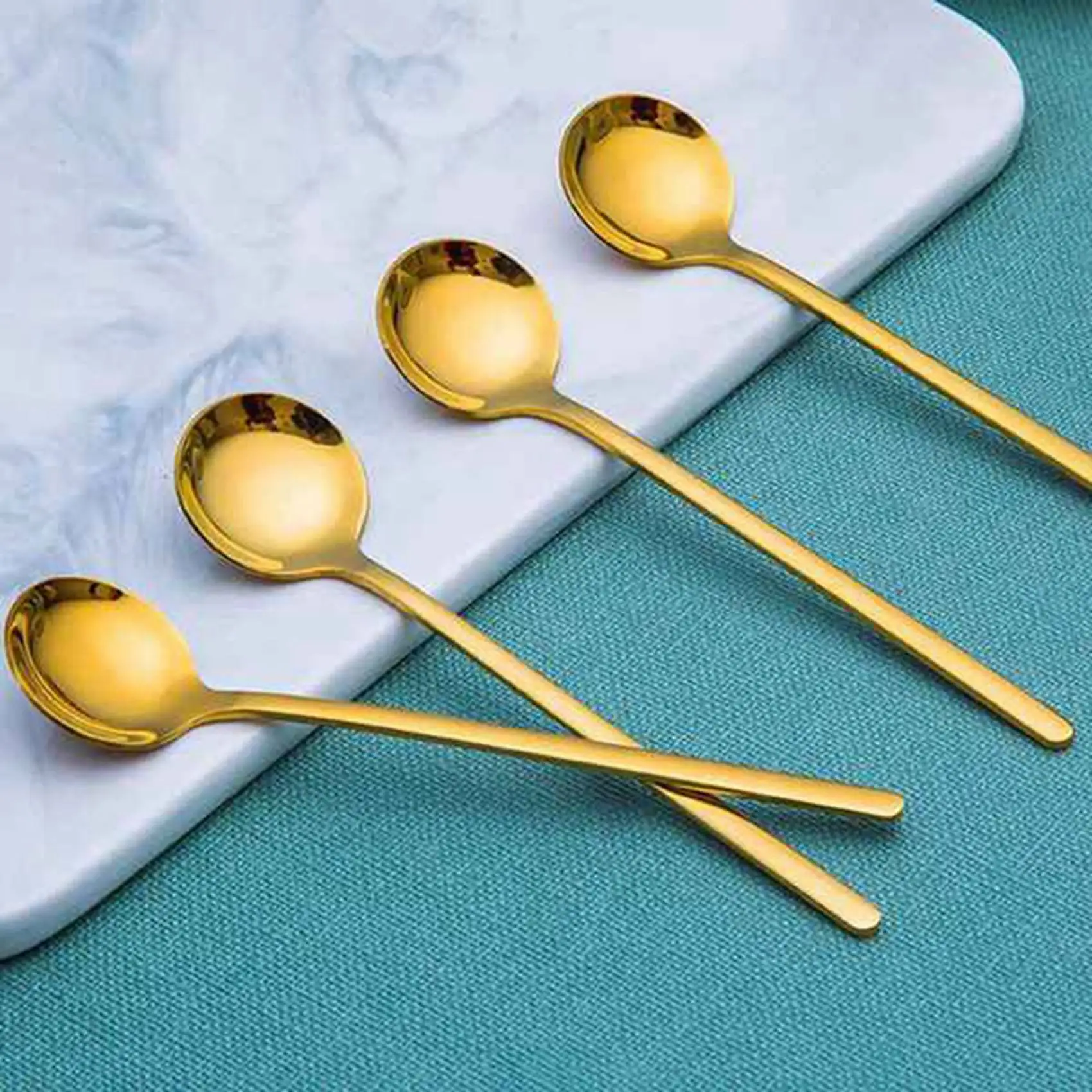 BMBY-Stainless Steel 20 Pcs Espresso Spoons Teaspoons For Coffee Sugar Dessert Cake Ice Cream Soup Antipasto (Gold)