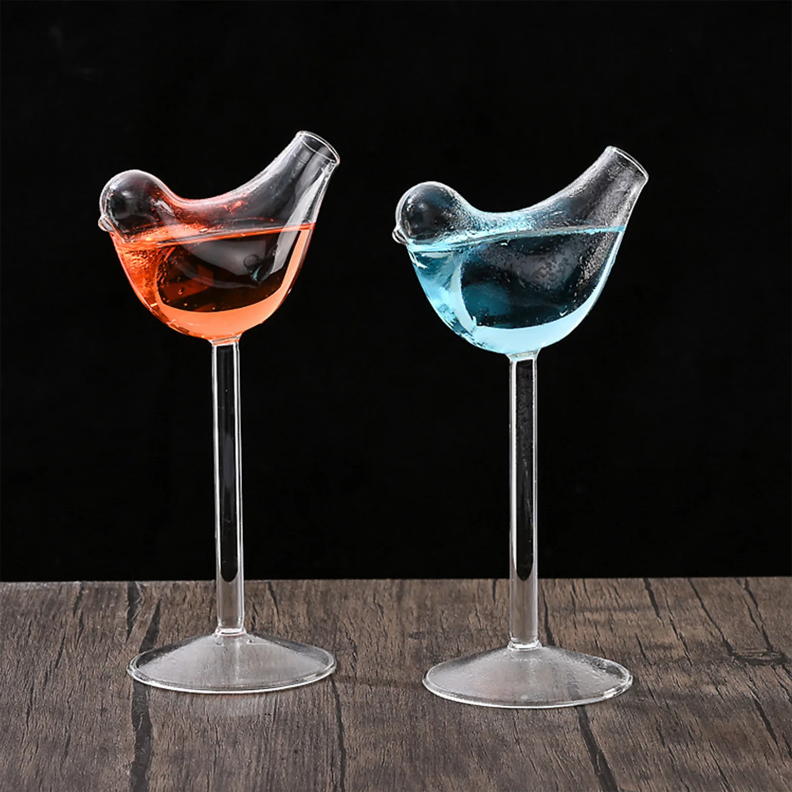 4Pcs Bird Shaped Wine Glass 5oz/150ml Unique Clear Crystal Glasses Lovely Birds Drinking Bottle for Party Wedding Home Decor