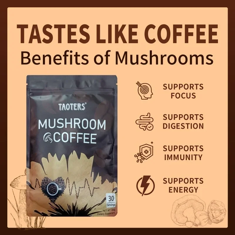 Mushroom Coffee - Mushroom Blend Supplement, Supports Energy, Supports Brain Function, Immune and Digestive Health, Vegetarian