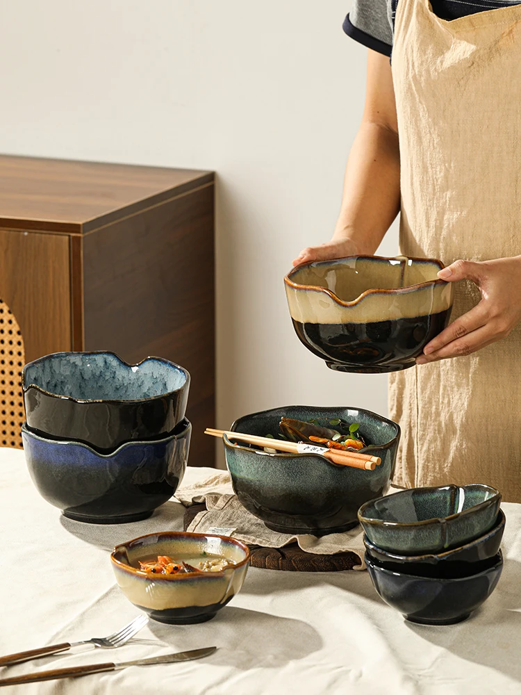 

Retro Glazed Cerc Soup Bowl Restaurant Commercial Unique ape Home Use New 2025 Restaurant Sle Irregular Form Bowl