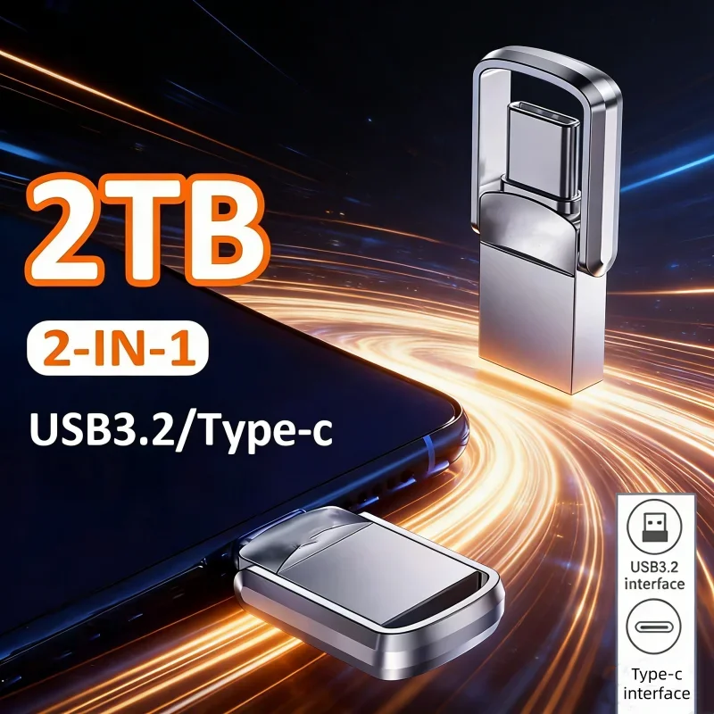 U Disk2TB Metal PendriveUSB3.2Type-C Interface MobilePhone Computer Mutual Transmission Flash Drive 1TB USB Memory largecapacity