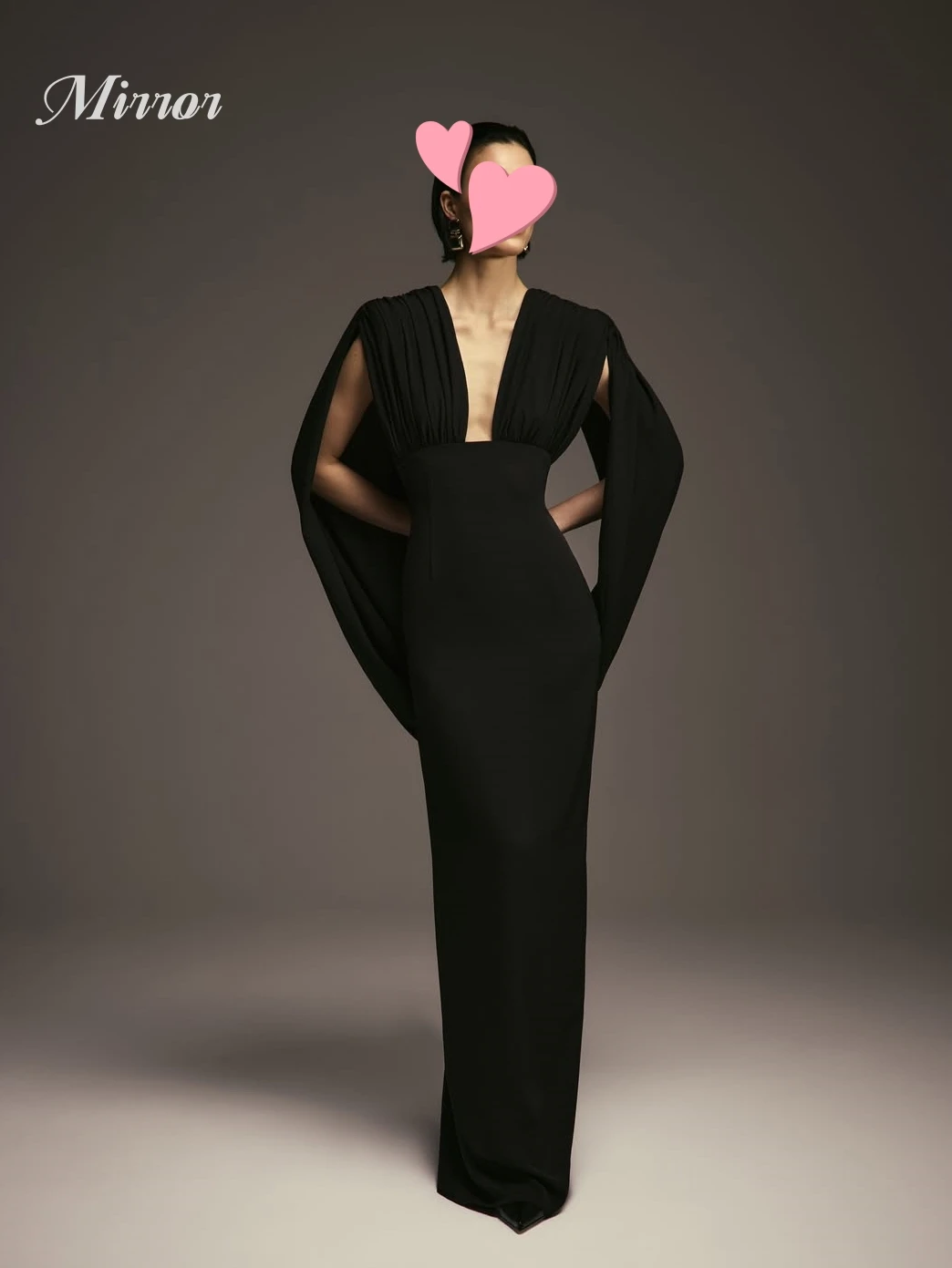 

Mirror Dress Elegant Vintage Sexy Black Chiffon Backless Stylish V-Neck Customize Formal Occasion Prom Dress Evening Party Gowns