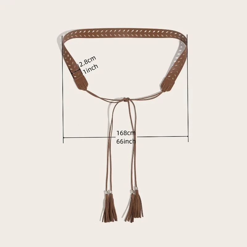 European American Retro Street-Style Beaded Women’s Belt Fashionable Openwork Ring-Patterned Patchwork Waist Belts