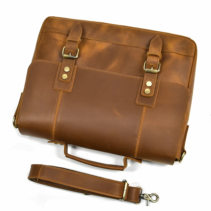 Brand Designer Leather Briefcase Of Men Male Genuine Leather Laptop Bag Business Travel Briefcases Computer Bag A4 Shoulder Bag