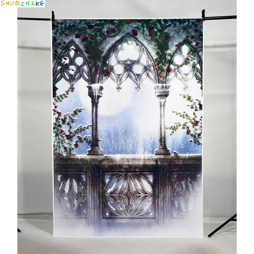 Backdrop Snow Frozen Castle Princess Birthday Background Custom Girls Blue White Fairy Party Decorations Shooting Props