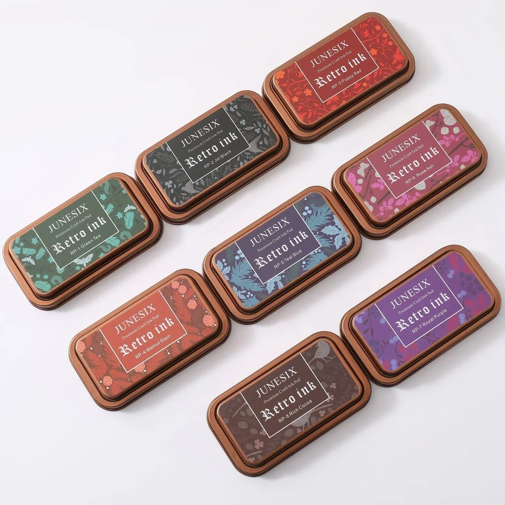 빈티지 철 상자 인감 스탬프 수제 다채로운 Scrapbooking InkPads 예술적 장식 종이 Inkpads DIY 저널 재료