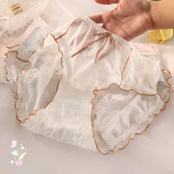 1pcs New Women's Underwear Panty Sexy Lace Panties Fashion Bow Briefs Plus Size Med Waist Girls'Underpants Female Lingerie