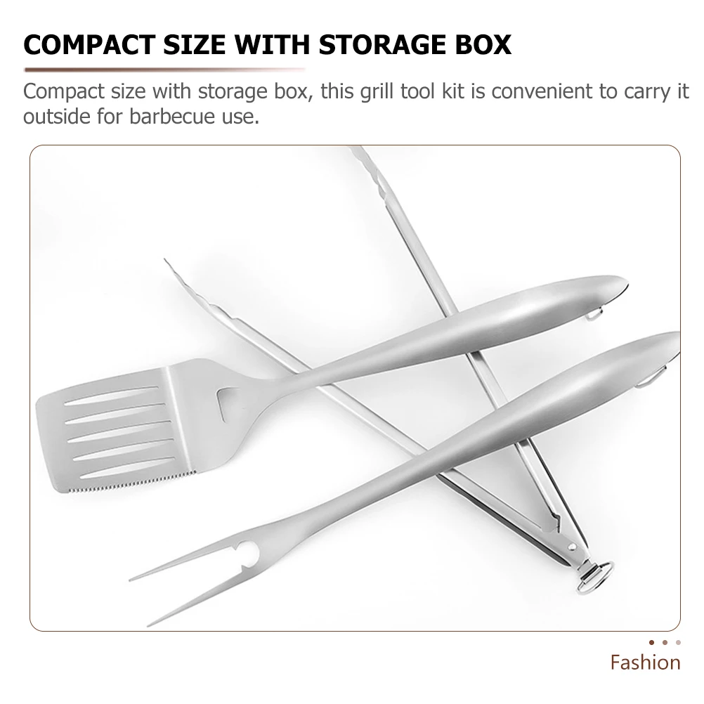 

Barbecue Tool Set Stainless Steel Grill Tools Kit Supplies Accessories Tong Shovel Fork Portable Outdoor Camping Party