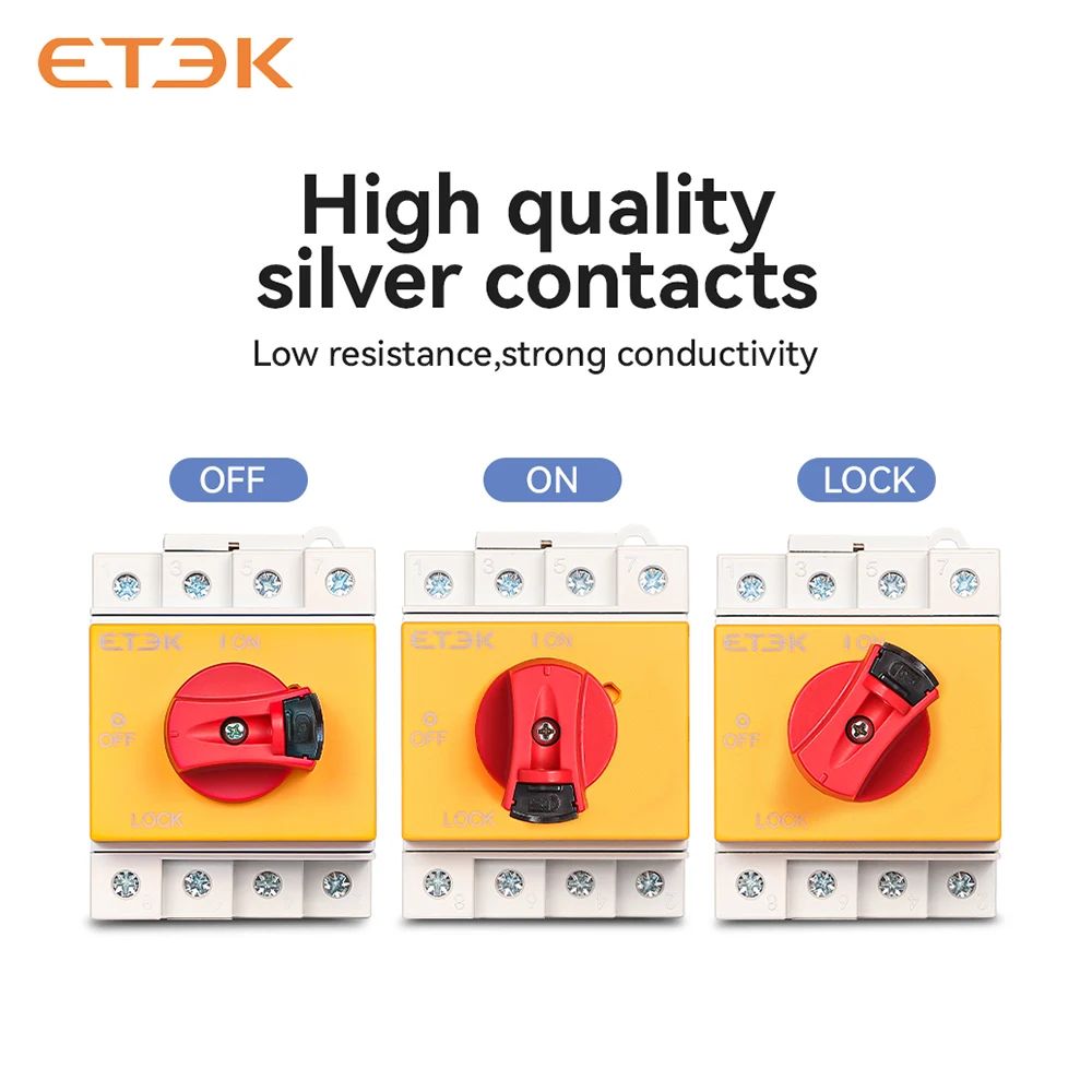 Etek dc isolator schalter 2p/4p 32a 1000v rotierender griff trenn schalter für solar zertifizierte solar pv schalter EKD6-DB32