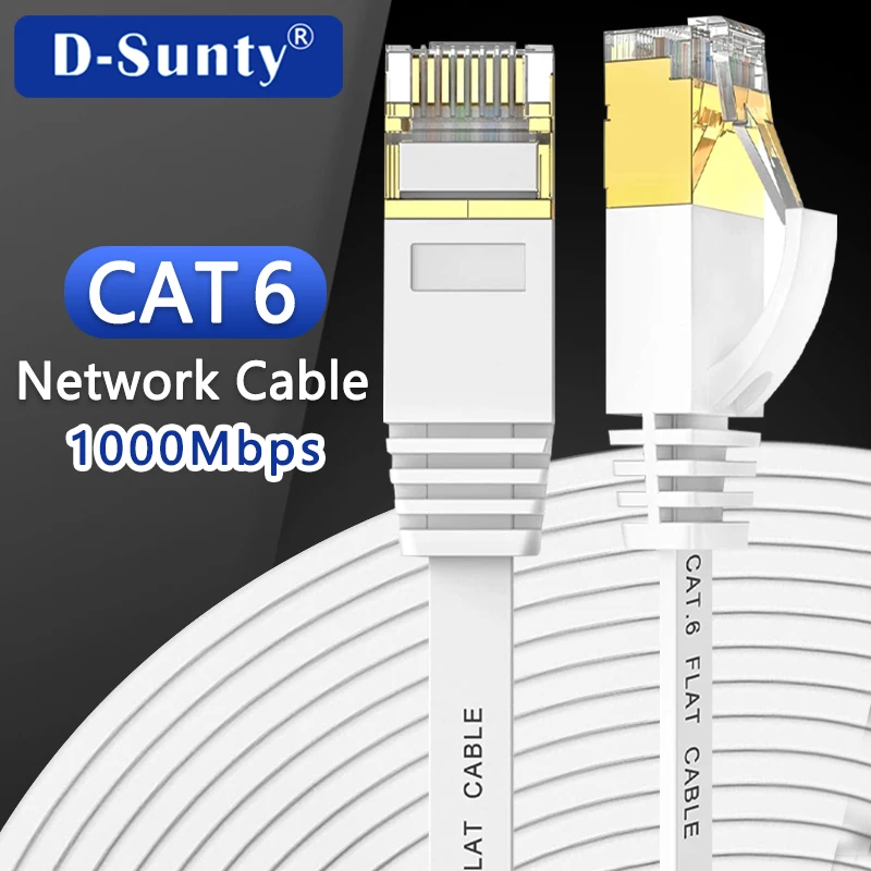 Cat6 Ethernet Cable 10Gbps Network Cable Flat Lan Cable for Router Gold-plated RJ45 Laptop Network Cable Patch Cord Cat 6