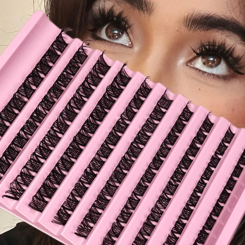 Budget 8-16mm Gradient D Curl Natural Fluffy Cluster Lashes DIY Lash Extension Starter Tray for Makeup Newbies