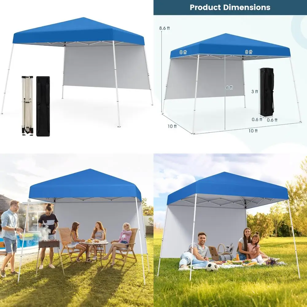 

Heavy-Duty Portable Canopy 10x10 Feet with Sidewalls, Easy Setup Outdoor Tent, UPF 50+ Sun Protection, Backpack Included, 4 Stak