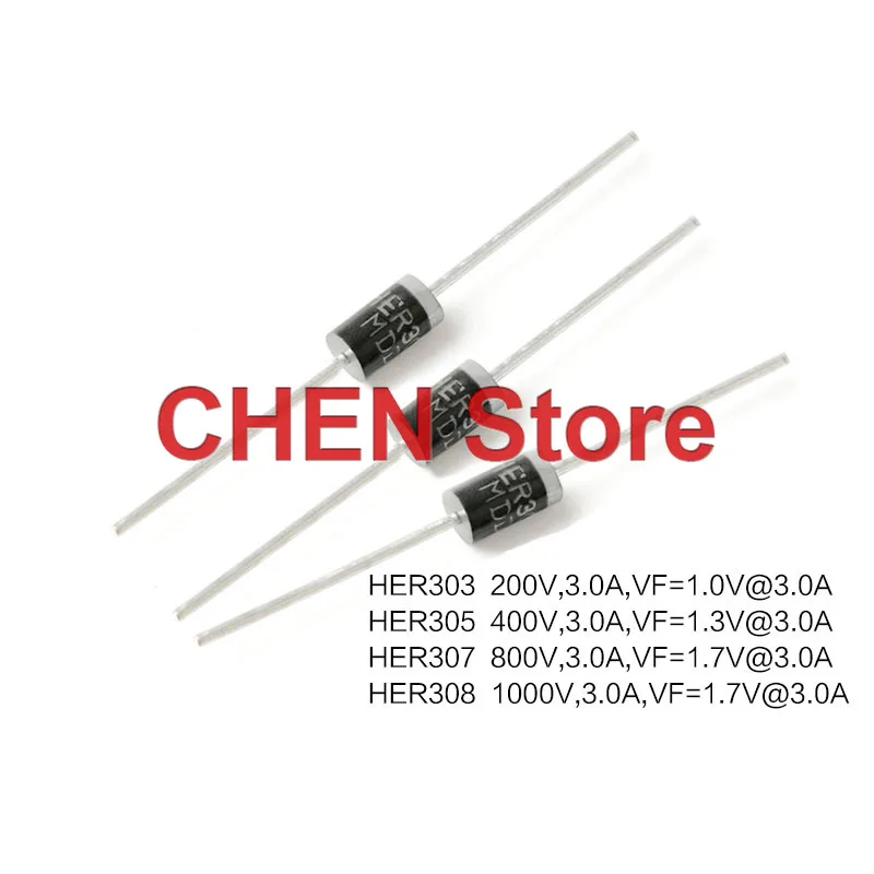 

10PCS NEW Original Rectifier Diode HER303/HER305/HER307/HER308 DO-201AD Straight Insert High Efficiency Diode Rectifier