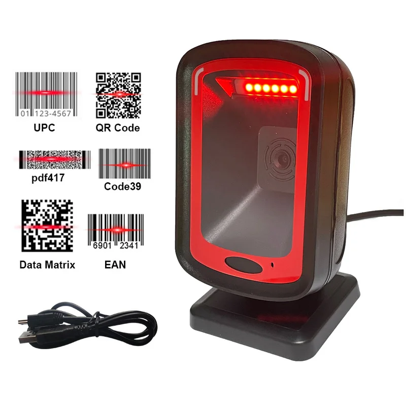 

New Barcode Scanner 1D 2D QR-Code Omnidirectional Desktop high-performance Auto Sense Data Matrix code Reader for Supermarket