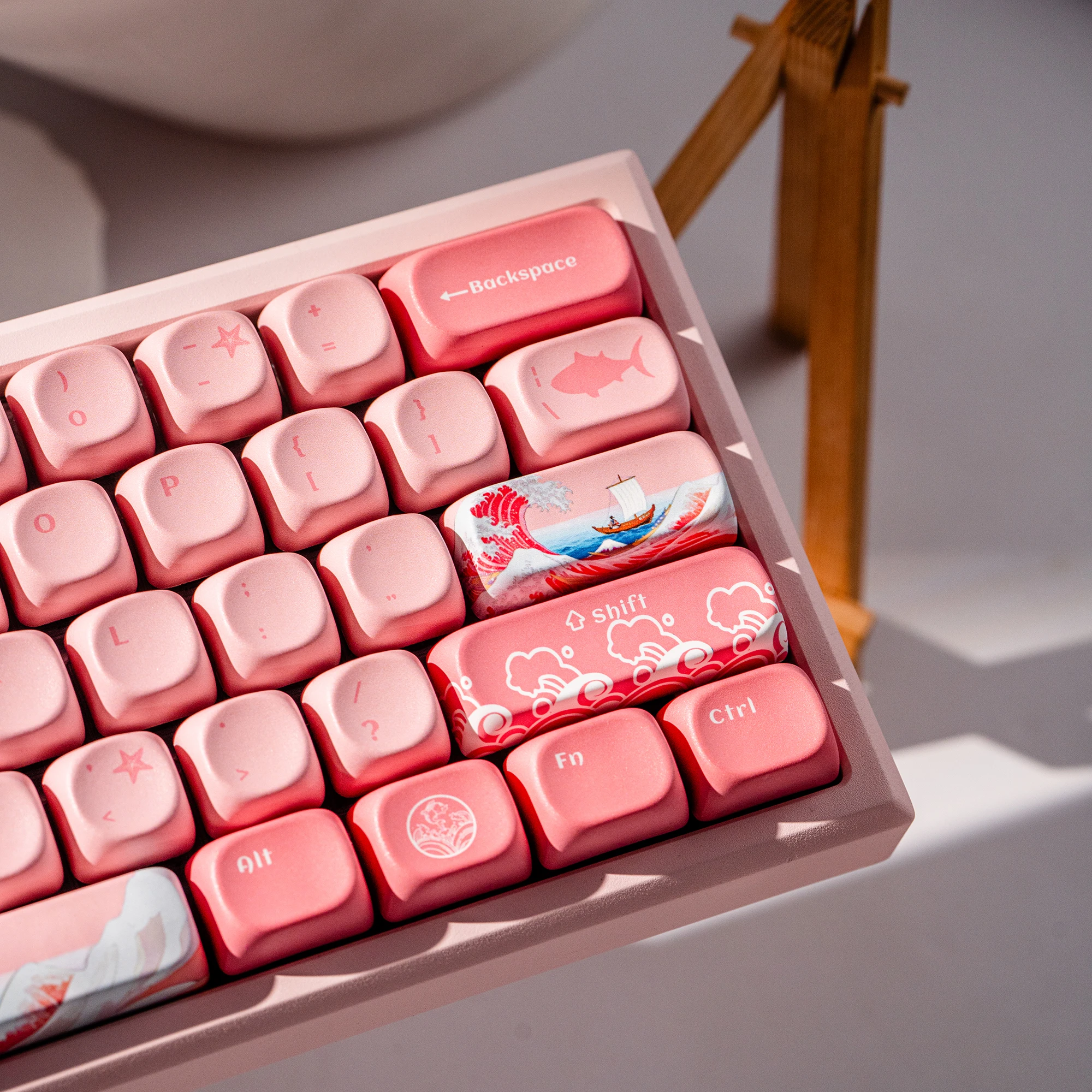 

130 клавиш, розовые коралловые PBT-кейкапы с профилем MOA, сублимационная печать, кастомные колпачки для клавиш для игровых механических клавиатур с переключателями Cherry MX на 61/87/104 клавиши