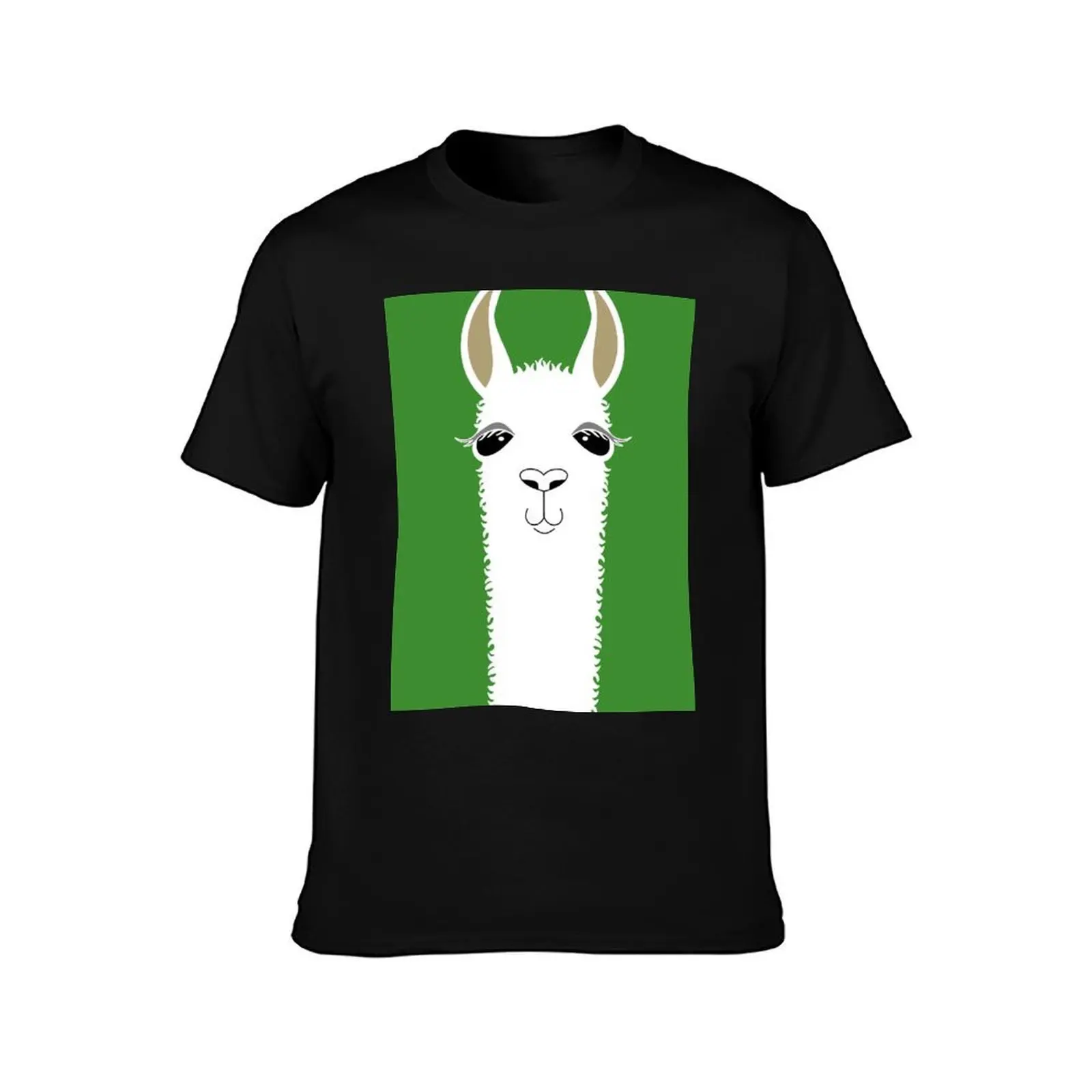 LLAMA PORTRAIT #2 T-Shirt, Summer Casual Cotton Tee, Oversized Streetwear Tops, Vintage Graphic Print, Loose Fit Short Sleeve