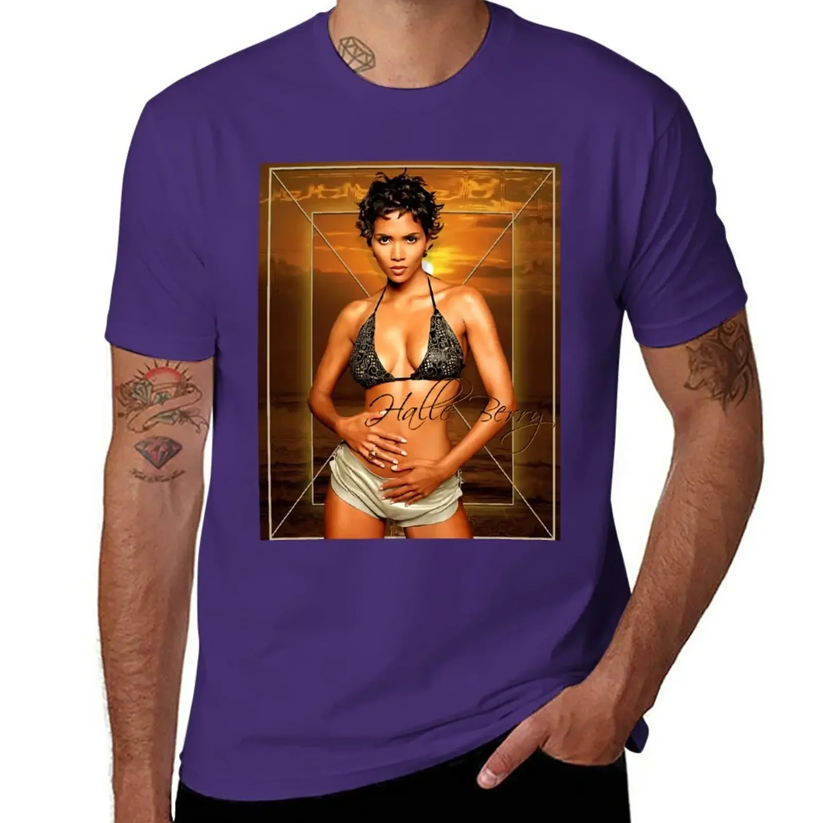 Halle Berry Poster T-Shirt funnys new edition sublime mens clothes 2024 heavyweight new arrival manga style round neck hot funny image 5