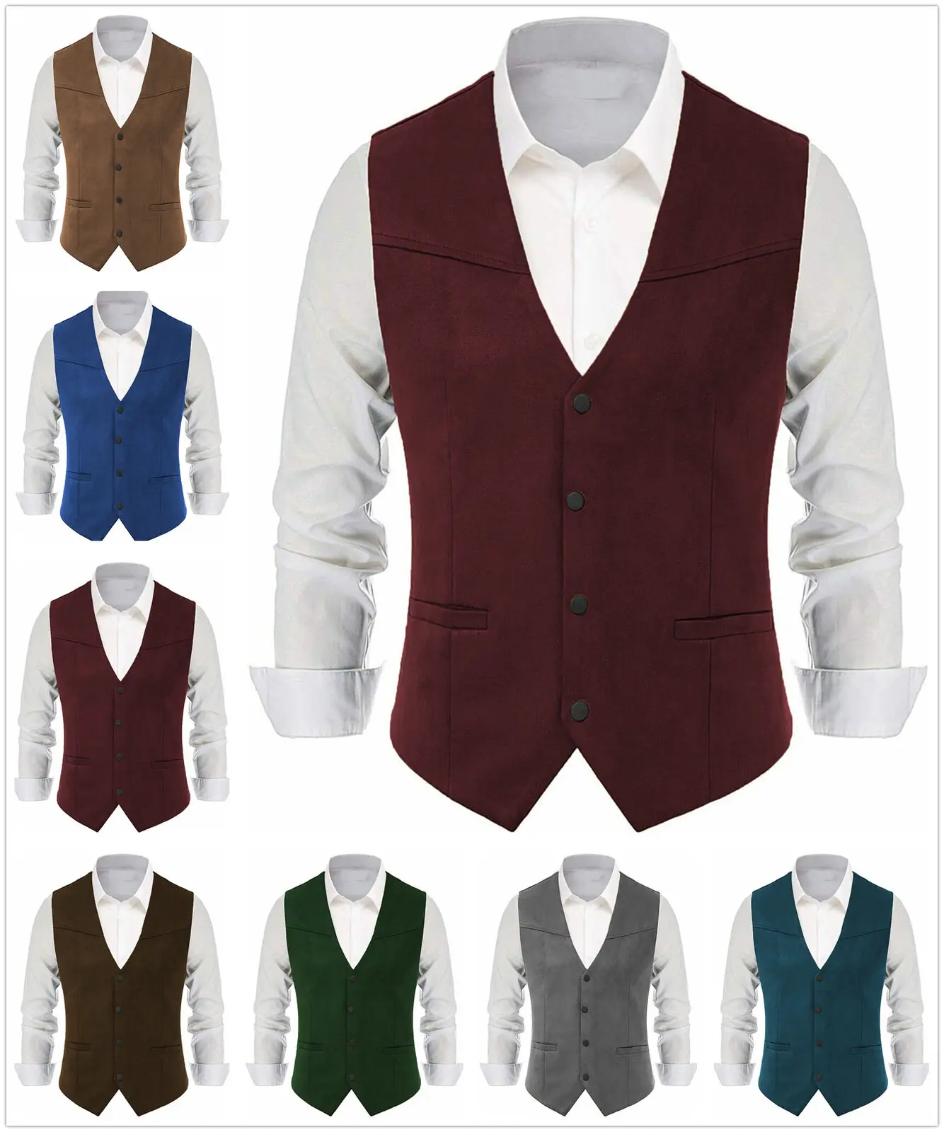 

Casual Men's Suede Vest Hunting Tweed Vintage Vintage Wool Custom Wedding Groom, Groomsman Vest