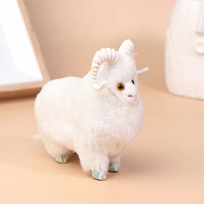 Cute Simulation Sheep Figurine Model Plus Toys Realistic Animal Ornaments Car Ornaments Desktop Decoration Christmas Gifts